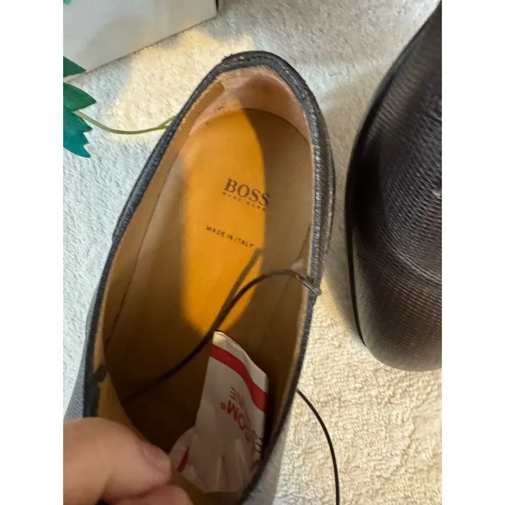 HUGO BOSS BROWN TEXTURE LEATHER SHOE OXFORD 8.5 (800THRIFTY)